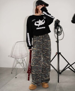 WEGO スターナンバリングショートスウェット ブラック