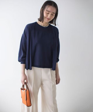 組曲 【WEB限定】メッシュ切り替えドルマン ニット ネイビー系