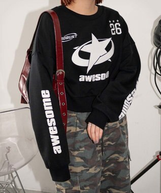 WEGO スターナンバリングショートスウェット ブラック