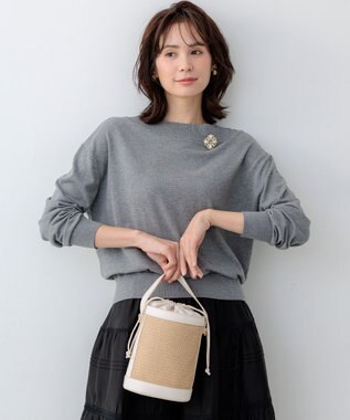 組曲 【WEB限定】コットンニット プルオーバー ライトグレー系