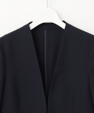 23区 S 【セットアップ対応/洗える】ドライツイル ノーカラー ジャケット ネイビー系