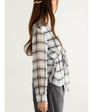 Te chichi ウエストリボンシアーチェックブラウス ブラック