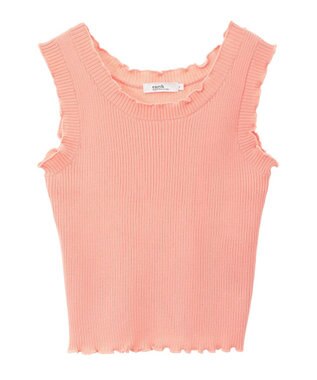 earth music&ecology フリルニットタンクトップ Pink Orange