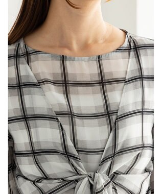 Te chichi ウエストリボンシアーチェックブラウス ブラック