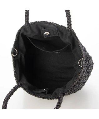 UNBILLION cachecache 柄編みメタリックヤーン2wayミニトート ブラック