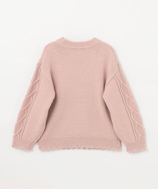 ANY KIDS リボン ケーブル ニット ピンク