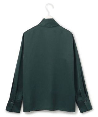 ICB 【WEB限定・洗える】 ドレープサテン ボウタイブラウス ミッドグリーン系
