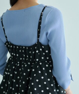 YECCA VECCA ドット柄バルーンキャミワンピース Black