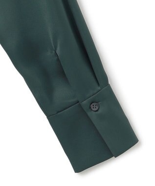 ICB 【WEB限定・洗える】 ドレープサテン ボウタイブラウス ミッドグリーン系