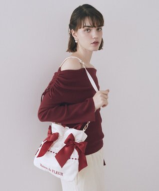 Maison de FLEUR ガトーフレーズダブルリボン2Wayトート