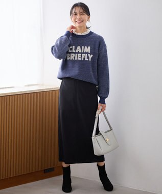 ANY 【洗濯機可】ウォームニットフリルプルオーバー ホワイト×ブラック