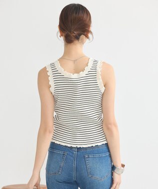 earth music&ecology フリルニットタンクトップ Border