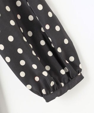 自由区 S 【洗える】ポルカドットプリント ワンピース アッシュ×アイボリー