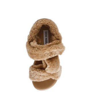 STEVE MADDEN BONKERS-F ファー厚底サンダル タン