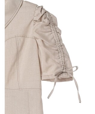 earth music&ecology 袖ドロストシャツワンピース Beige