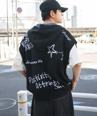 WEGO 【ユニセックス着用ITEM/MLサイズ展開】ジャガードノースリジップパーカー ブラック