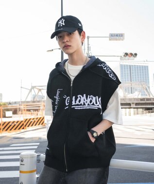 WEGO 【ユニセックス着用ITEM/MLサイズ展開】ジャガードノースリジップパーカー ブラック