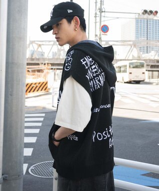 WEGO 【ユニセックス着用ITEM/MLサイズ展開】ジャガードノースリジップパーカー ブラック