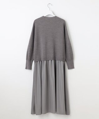 自由区 【カタログ掲載】ウールミラノ異素材 ワンピース グレー