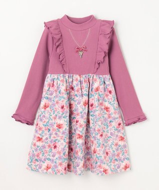 ANY KIDS 花柄ドッキングワンピース ピンク