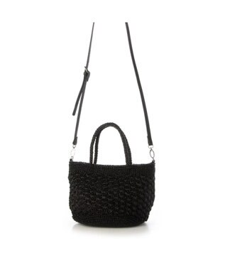 UNBILLION cachecache 柄編みメタリックヤーン2wayミニトート ブラック