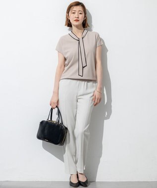 23区 【Oggi7月号掲載/吸水速乾/接触冷感/UVカット】ストレッチジョーゼット テーパード パンツ ベージュ系