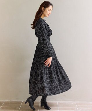 Feroux ウエストシャーリングラッフル ワンピース ブラック系1