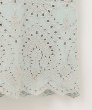 自由区 S 【カタログ掲載・洗える】エンブロイダリーローン スカート アクア×ベージュ