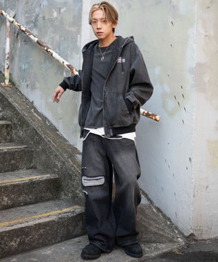 WEGO ワーカーズフードブルゾン デニムブラックソノタ