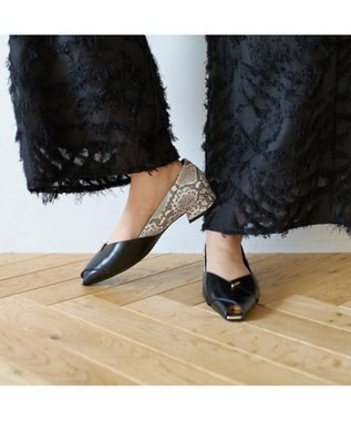 MODE ET JACOMO <carino>オープントゥパンプス ベージュコンビ