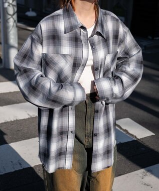 WEGO チェックBIGシャツ ブラック