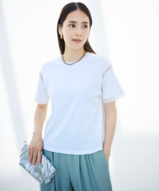 自由区 S ナチュラルコットンハイゲージシアーアクセント Tシャツ オフ