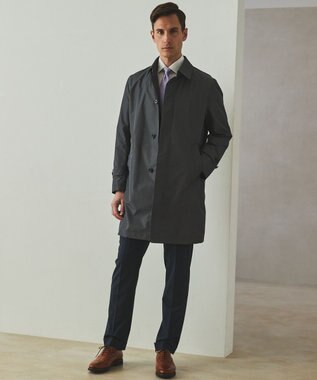 GOTAIRIKU ダウンライナー装着可【半裏仕様】メランジシャンブレー ステンカラースプリングコート ライトグレー系