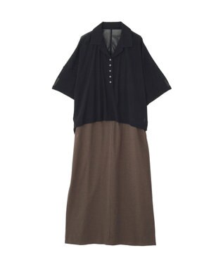 YECCA VECCA 【2点SET】シアーポロシャツ×キャミワンピース Black