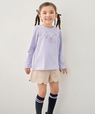 ANY KIDS 【WEB限定】7days プリント 長袖Tシャツ ラベンダー×ネックレス