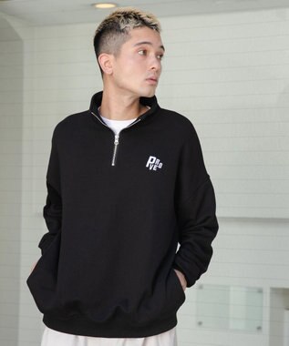 WEGO ヘビーウエイトハーフZIPワンポイントPO ブラック