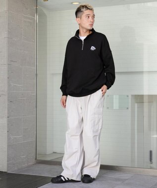 WEGO ヘビーウエイトハーフZIPワンポイントPO ブラック