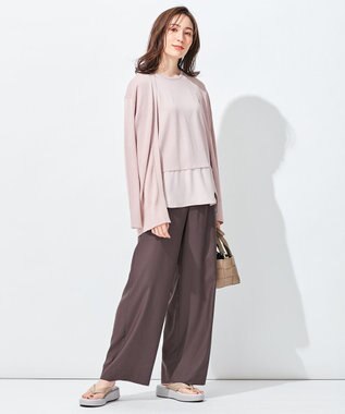 自由区 【抗菌/サスティナブル/セット着用可】EASY SET UP ワイドストレート パンツ ダークブラウン系