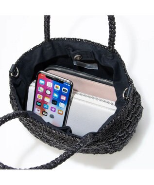 UNBILLION cachecache 柄編みメタリックヤーン2wayミニトート ブラック