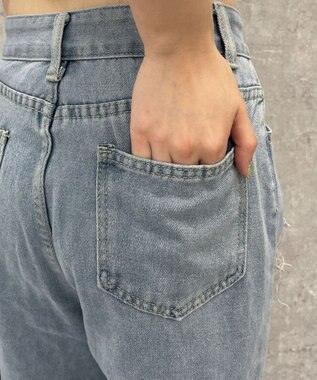 WEGO 【S～Lサイズ】ヘビークラッシュデニムパンツ デニム淡色