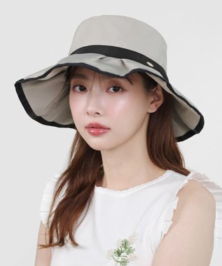 TOCCA 【UV99%以上カット・吸水速乾・抗菌防臭・洗える・サイズ調整可・強撥水】FRILL RAIN HAT レインハット ベージュ系