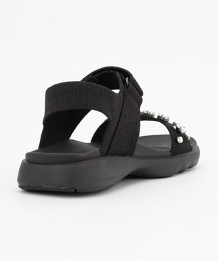 steppi 【洗える】ビジュー付 スポーツサンダル ブラック