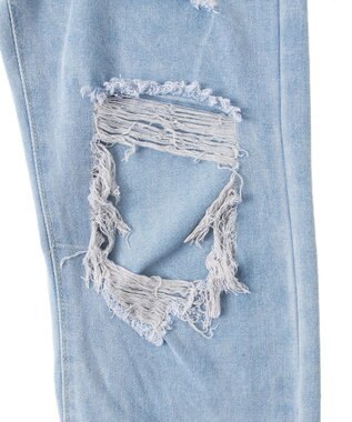 WEGO 【S～Lサイズ】ヘビークラッシュデニムパンツ デニム淡色