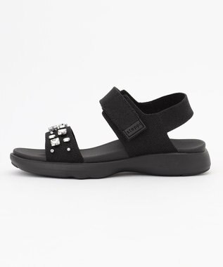 steppi 【洗える】ビジュー付 スポーツサンダル ブラック