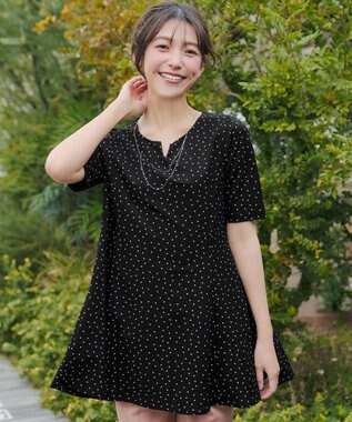 Tiaclasse 【おのののかさん着用 】「冷凛（ひやりん）」カノコバックフレアカットソー ブラックドット