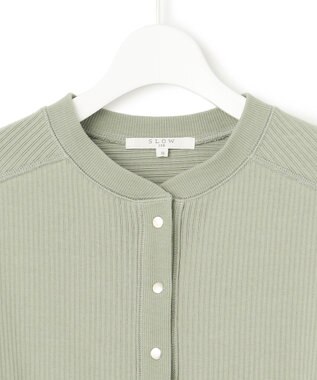 23区 S 【SLOW/洗える】ワイドリブジャージー カーディガン スモーキーグリーン系