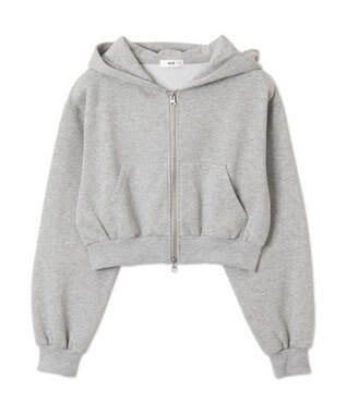 WEGO 【あったか】裏起毛Wジップショートパーカー 杢グレー