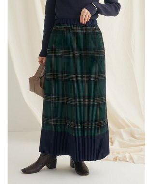 CRAFT STANDARD BOUTIQUE 配色チェックプリーツスカート Check Green
