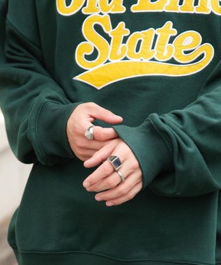 WEGO アクセ付きグラフィックプルオーバー ダークグリーン