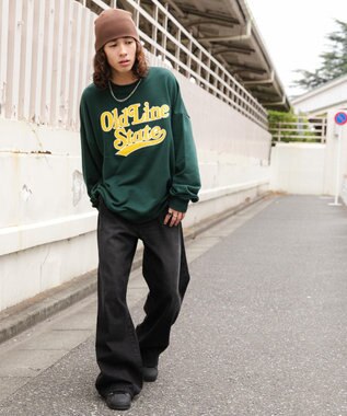 WEGO アクセ付きグラフィックプルオーバー ダークグリーン